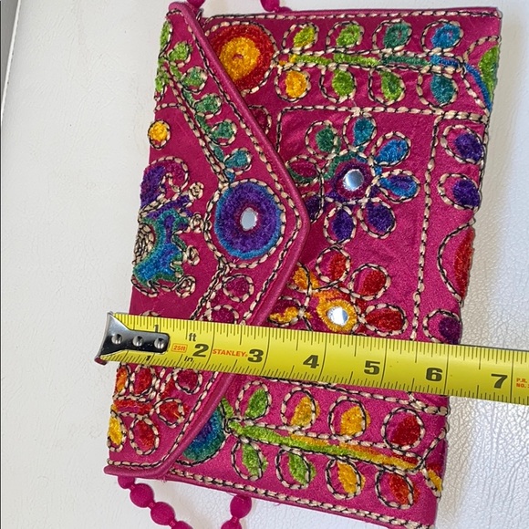 Pink Satin Flower Detail Clutch - Picture 6 of 6